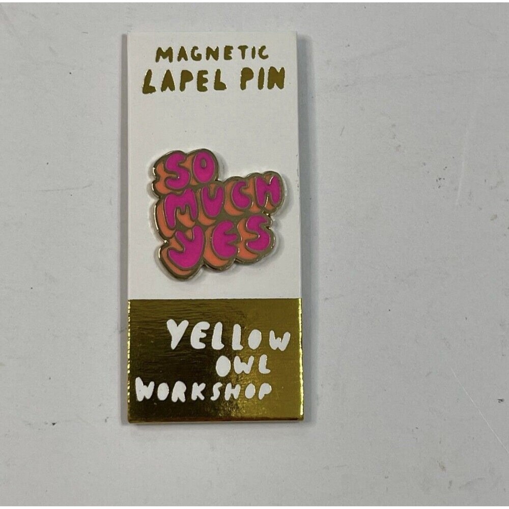 Yellow Owl Workshop Pink So Much Yes 22K Gold Gilt Magnetic Lapel Pin New USA - Picture 2 of 5